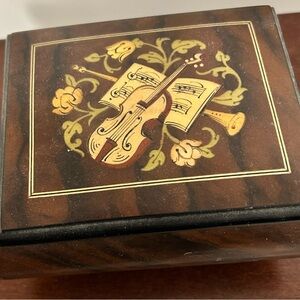 Wooden Music Box with Violin Design